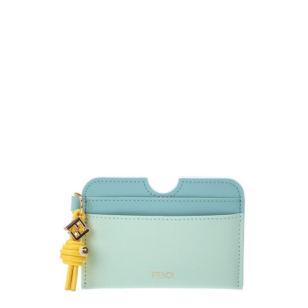 Fendi Ff Diamond Leather Card Case, Blue